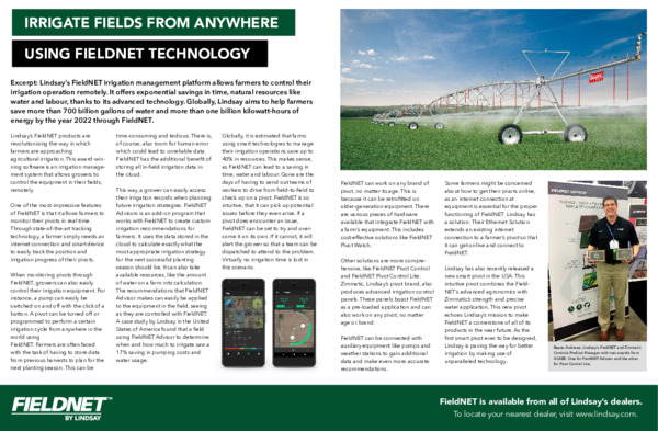 Irrigate from anywhere, with FieldNET